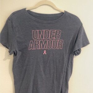 Under Armour Gray T-Shirt with Pink Logo